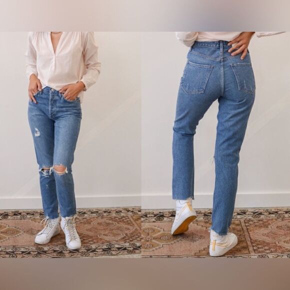 Agolde Women’s Feel Good Jamie Button Fly High Rise Distressed Jeans Size 27 - Picture 1 of 11